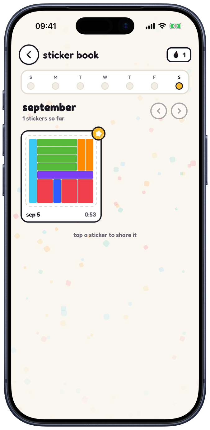 the sticker book — a month of solved daily boards